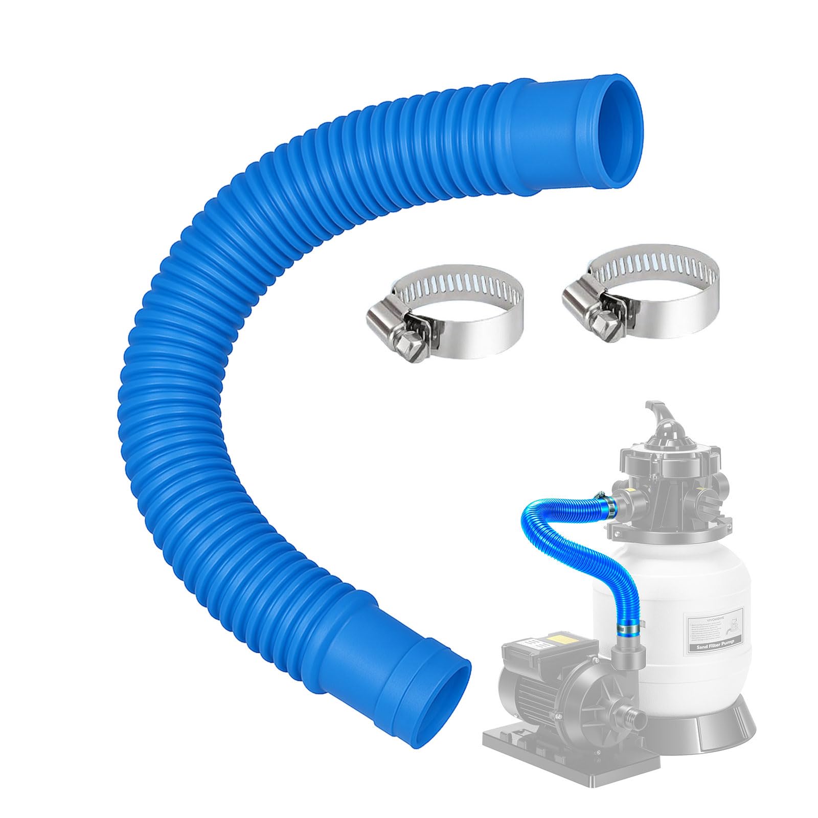 Photo 1 of Pool Sand Filter Pump Hose - 1.25" Diameter Replacement Hose for Above Ground Pools Compatible with Pump Sand Filter and Saltwater Systems (Blue -1 Pack)