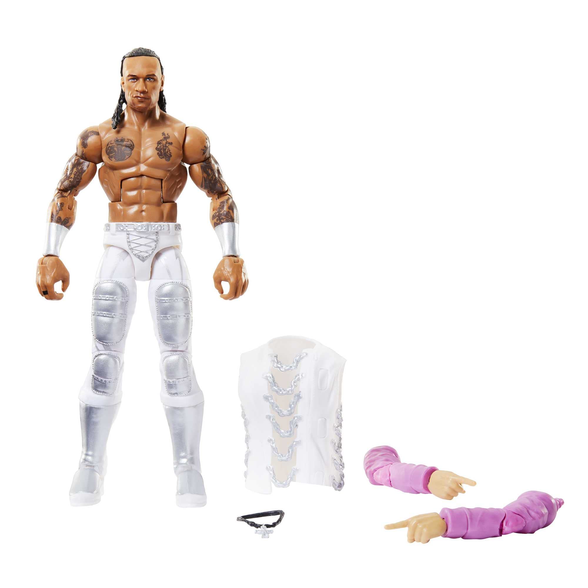WWE Elite Action Figure Royal Rumble Damian Priest with Accessory and Dok Hendrix Build-A-Figure Parts, HKP17