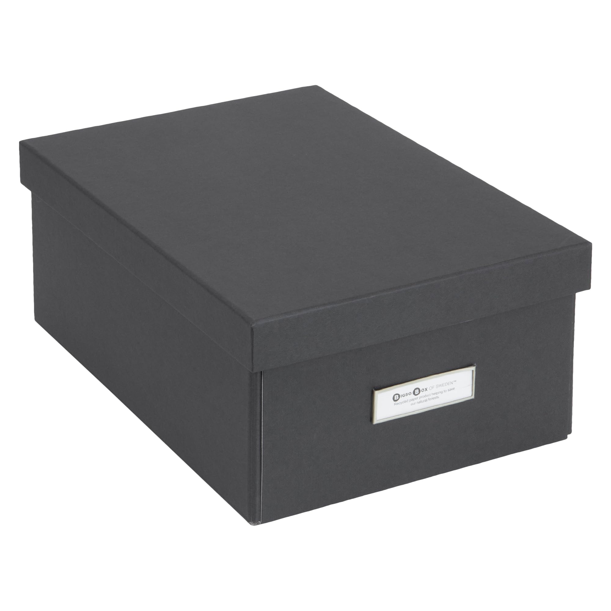 Bigso Box of Sweden Collapsible Storage Box, Paper-Laminated, Dark, S
