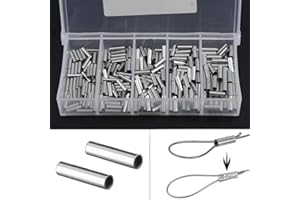 DZOTMYN OriGlam 250pcs Single Barrel Crimp Sleeves Kit, Copper Barrel Crimp Sleeves Copper Tube, Fishing Line Rigging Tackle, Wire Rope Tube Connector Kit for Rigging
