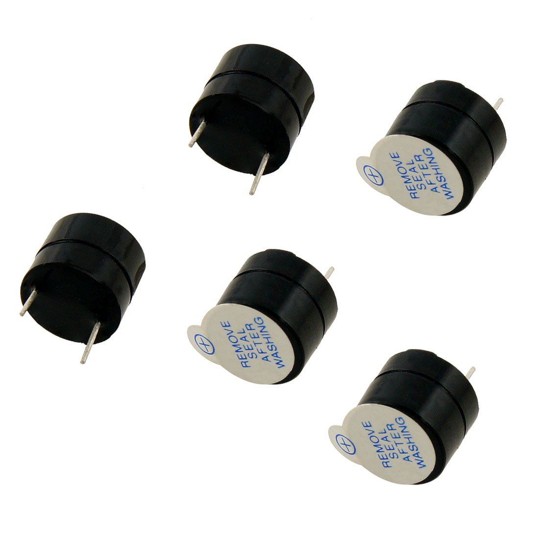 sourcingmap a12081600ux0477 12mm Dia 5 Pcs DC 5V 2 Terminals Electronic Continuous Sound Buzzer, Black