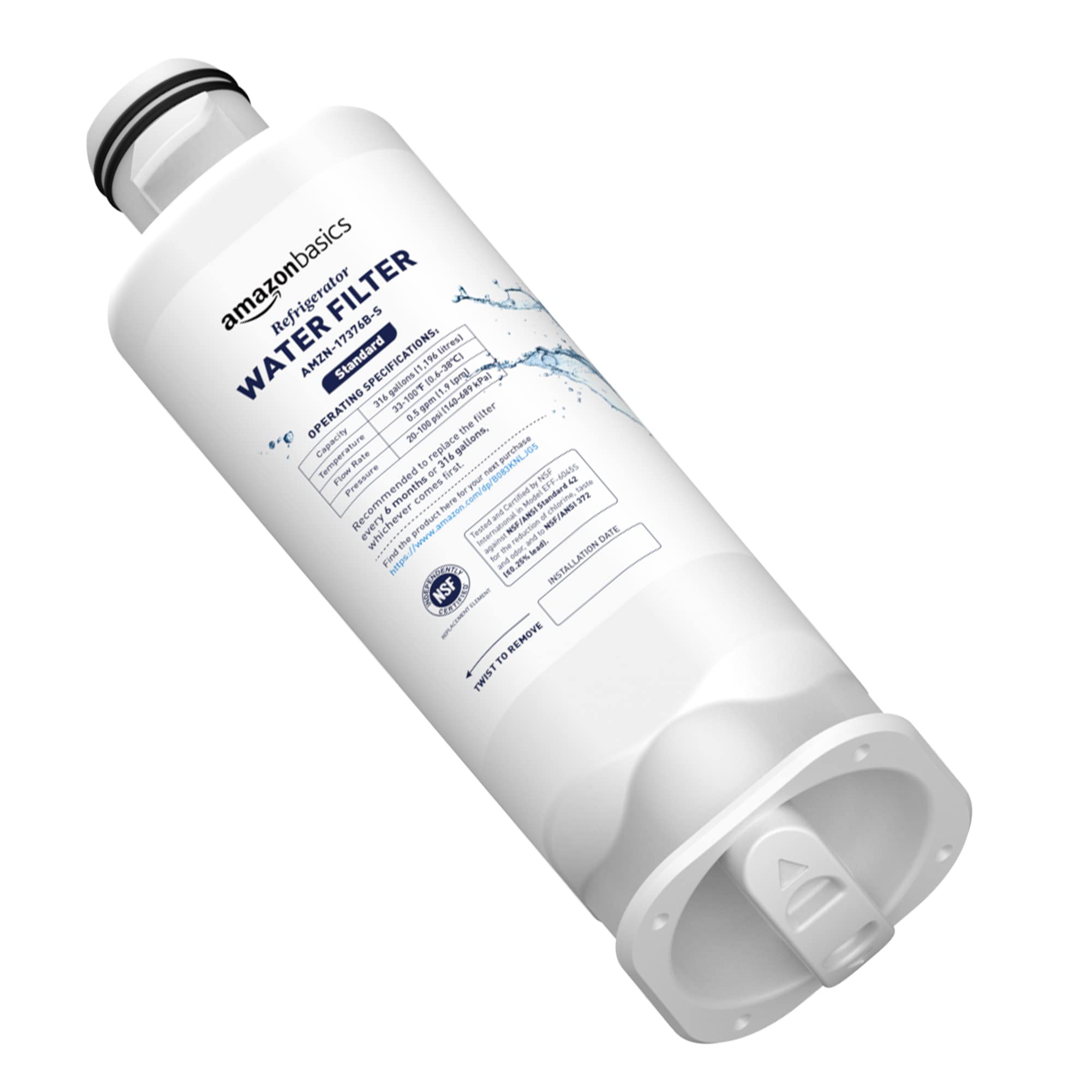 Amazon Basics Replacement Samsung DA97-17376B, HAF-QIN/EXP Refrigerator Water Filter, 3-Pack, Standard Filtration