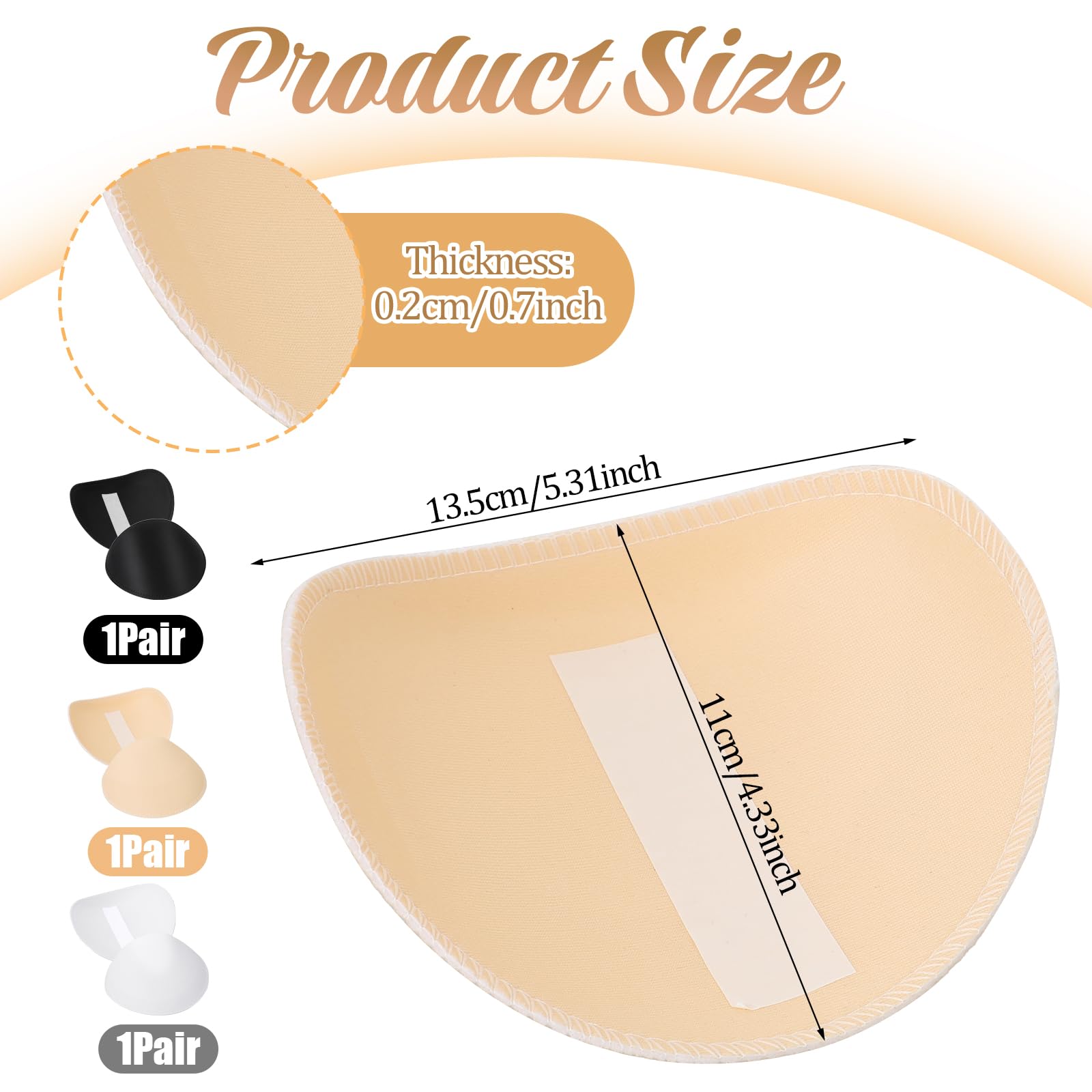 3 Pairs Shoulder Pads, 1.5cm Thickness Set-In Shoulder Pads, Foam Shoulder Pad for Women Clothing Sewing Supply Breathable Thick Sponge Shoulder Enhancer Foam Pads for Sloping High Low Shoulder Suit M
