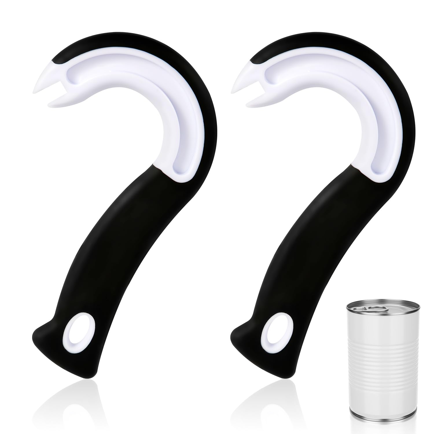 2pcs Easy Open Ring Pull Can Opener, Hook Can Opener Pull Tab No-Slip Rubber Grip Can Lid Lifter Manual Ring Top Soda Opener Tool for Elderly, Children, Weak Hands (03063) (03063)