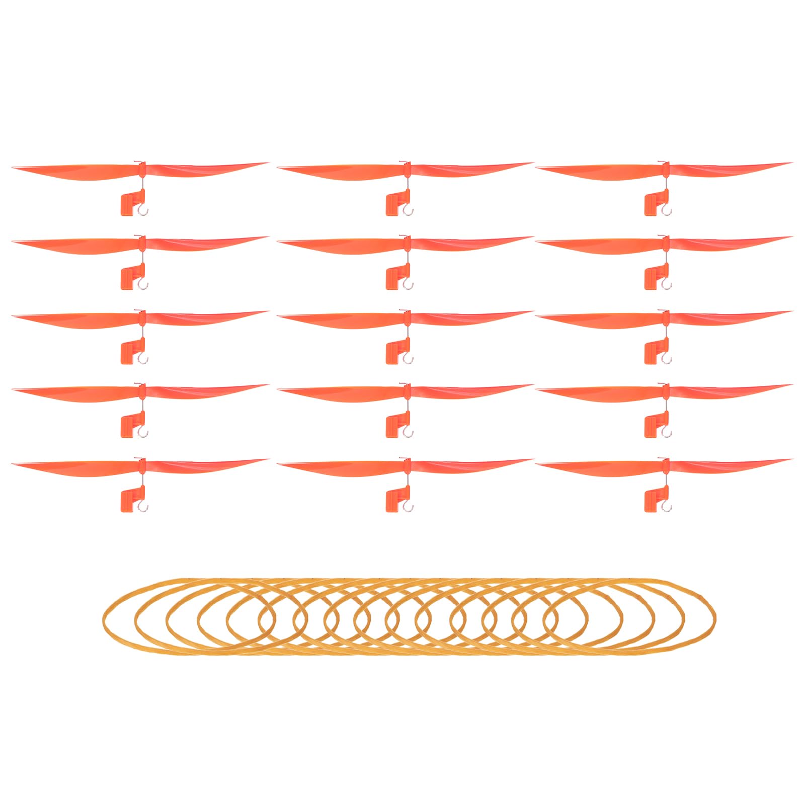 sourcing map Plastic Propeller, Propeller Props Blade with Rubber Band Hooks Helicopter Kit 7" Fold Resistant for STEM Activities Powered Airplanes DIY Science(Orange, Pack of 15)
