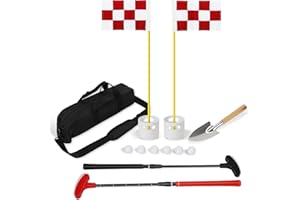 ANYGULF Golf Flagstick Mini Putt Set - Outdoor Battle Putting Game for Sand Beach/Backyard/Driving Range,Detachable Golf Pin Flag Hole Cup Set with 2 Adjustable Putters &Carry Bag, Gift Idea for Men/Boys
