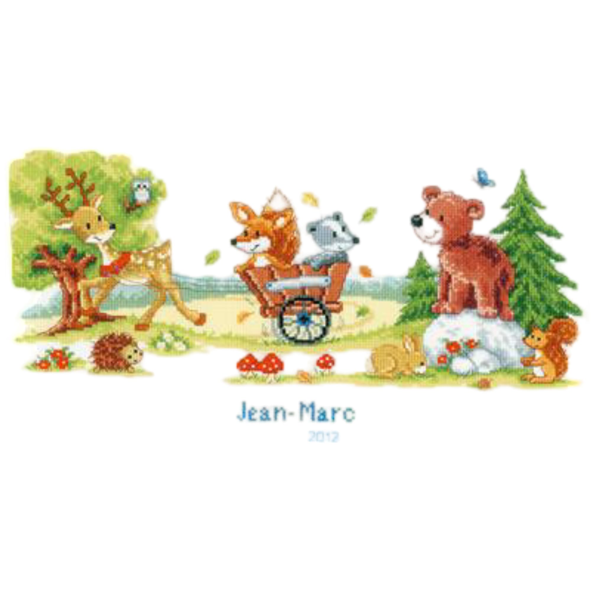 Vervaco Birth Record Animal Fun Counted Cross Stitch Kit, Multi-Colour