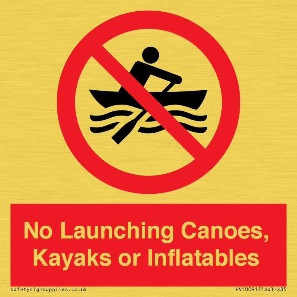 No Launching Canoes, Kayaks or Inflatables Sign - 85x85mm - S85