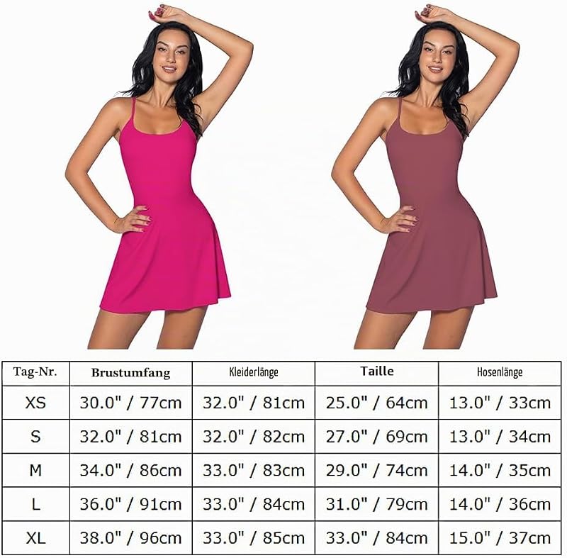 Tenniskleid für Damen mit integriertem BH und Shorts mit Taschen Sexy Schnürung Rückenfreies Golf Athletic Sportkleider rosenrot L