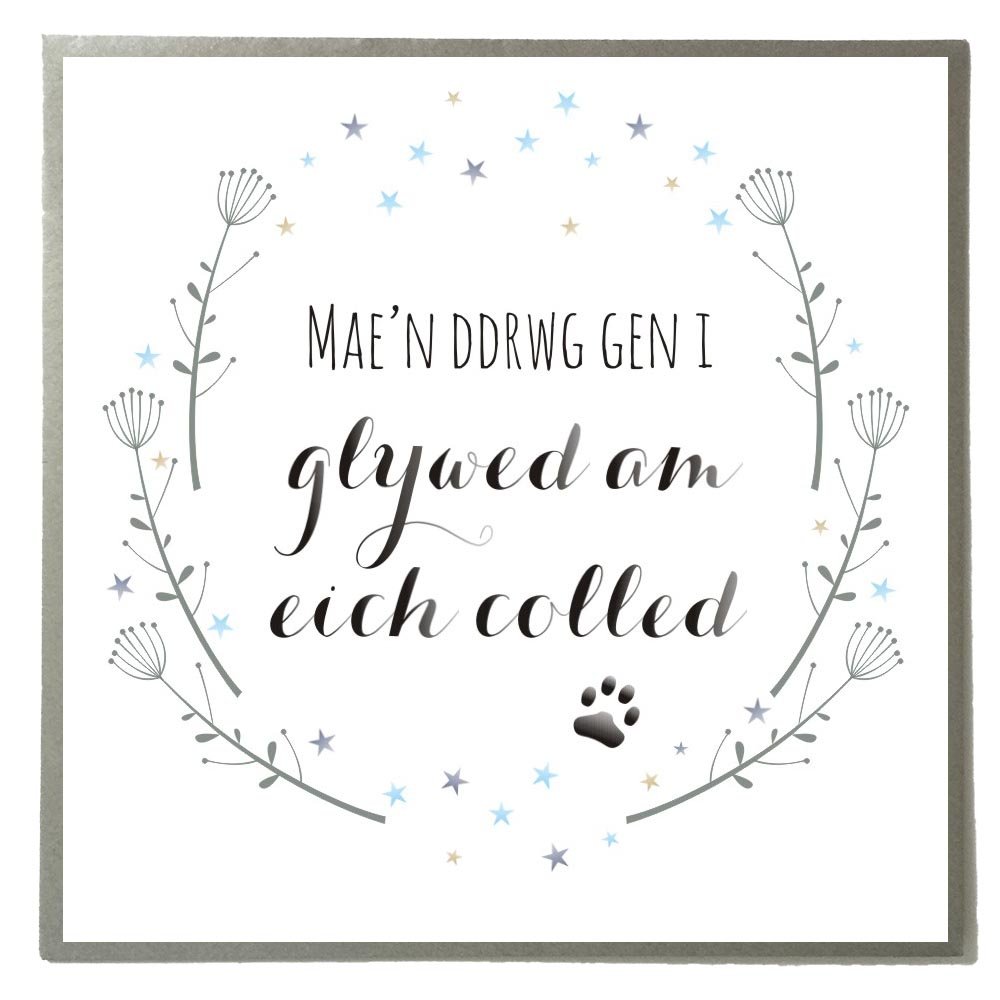 Claire Giles Greeting Cards, Welsh Sympathy Card, Sorry Card, Thinking of You Card, Flowers Design Welsh Language Condolence Card