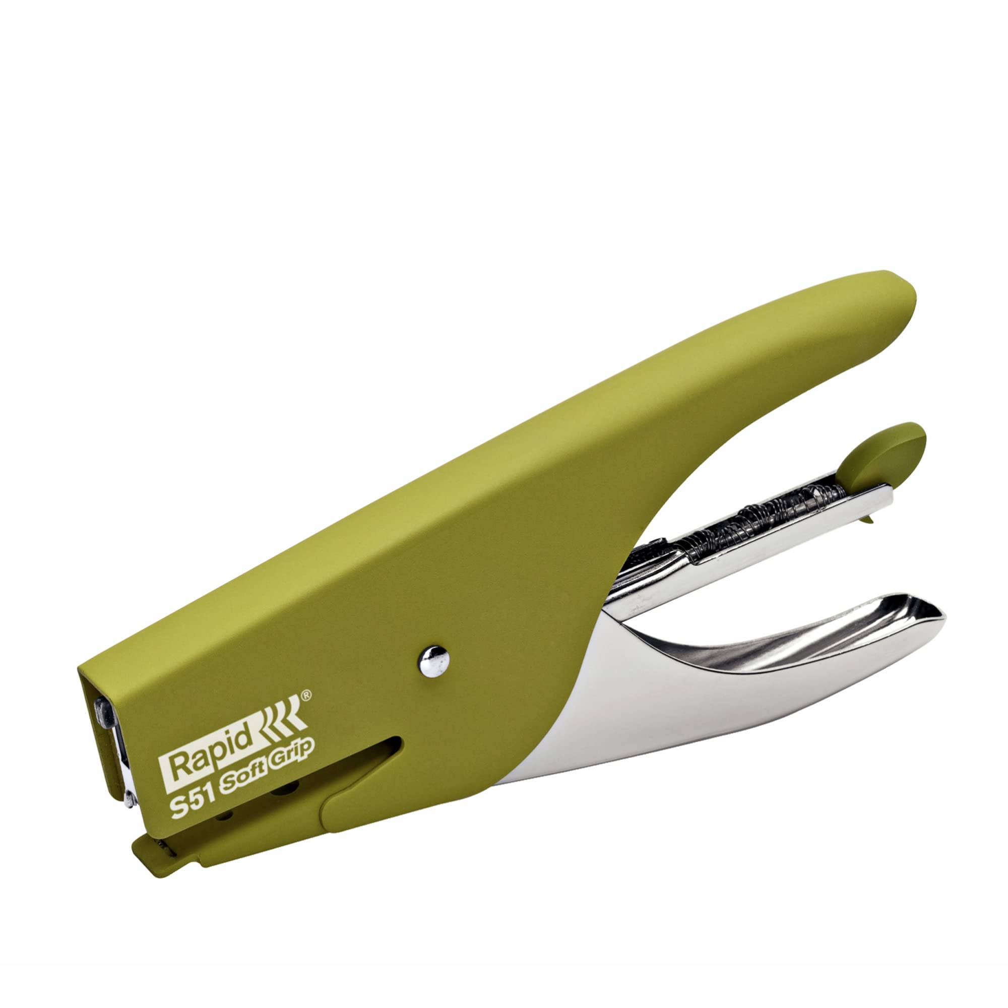Rapid Supreme S51 Stapling Pliers, 15 Sheet Capacity, Uses No. 21 Staples, Soft Grip, Metal and Rubber, Green, 10538740