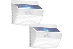 PEASUR [2 Packs] Solar Lights Outdoor Motion Sensor, Solar Security Lights with 3 Lighting Modes Solar Wall Lights Waterproof Solar Powered Lights for Garden Fence Yard Deck, White