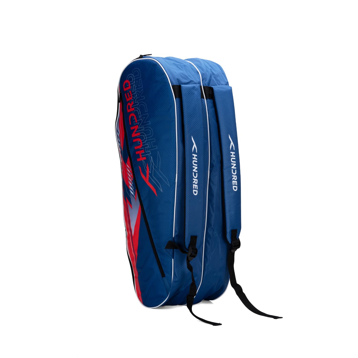 Hundred Strike Badminton and Tennis Racquet Kit Bag (Slate Blue, Size: Large/6in1) | Material: Polyester | Multiple Compartment with Side Pouch | Padded Back Straps | Front Zipper Pocket (Red/6 in 1)