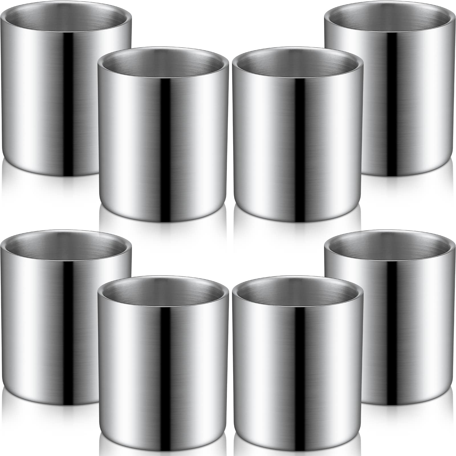 Photo 1 of Zopeal 8 Pieces Stainless Steel Whiskey Glass Bulk 6.8 oz Insulated Metal Cups Double Wall Tumbler Whiskey Gifts for Men Husband Father Lover