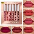 KARNAR 6 Pcs Lipstick Matte Liquid Lipstick Lipgloss Set for Women labiales mate 24 horas originales matte larga duracion 24 Deep Red Original 24 Hours Lipstick Lip Stain Long Lasting Waterproof.