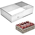 Guowall Extensible Rectangular Cake Mould Stainless Steel Pastry Ring Mold for Tiramisu Rectangle Adjustable Baking Frame Big