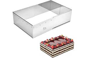 Guowall Rectangular Shaped Cake Ring Mold Stainless Steel Heavy Duty Adjustable Tiramisu Pan Big Size Extensible Pastry Mould