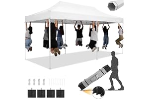 HOTEEL 10x20 Pop Up Canopy Tent Heavy Duty, Commercial Outdoor Canopy Tents for Parties Event Wedding, Party Tent All Season Wind UV 50+ & Waterproof Canopy with Roller Bag, Thickened Legs, White