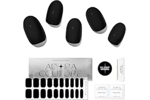 Adora Couture Semi Cured Gel Nail Strips | 20pcs Nail Wraps Kit for Women | Matte Black Midnight Glaze Nail Strips | Gel Nail Stickers with UV Light Required (Matte Black)