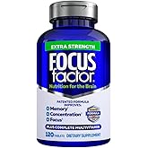 Focus Factor Adults Extra Strength, 120 Count - Brain Supplement for Memory, Concentration and Focus - Complete Multivitamin with DMAE, Vitamin D, DHA - Trusted Health Vitamins