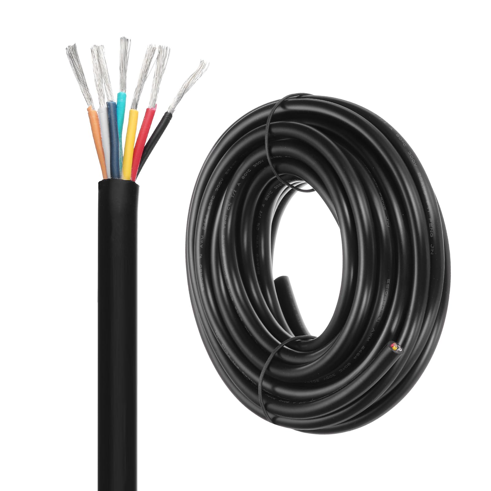 DMiotech 20 Gauge Wire Electrical Wire 7 Conductor, 20 AWG Extension Cable Cord 10 Ft/3 m UL2464 300V Stranded Tinned Copper Wire for LED Lighting Automotive