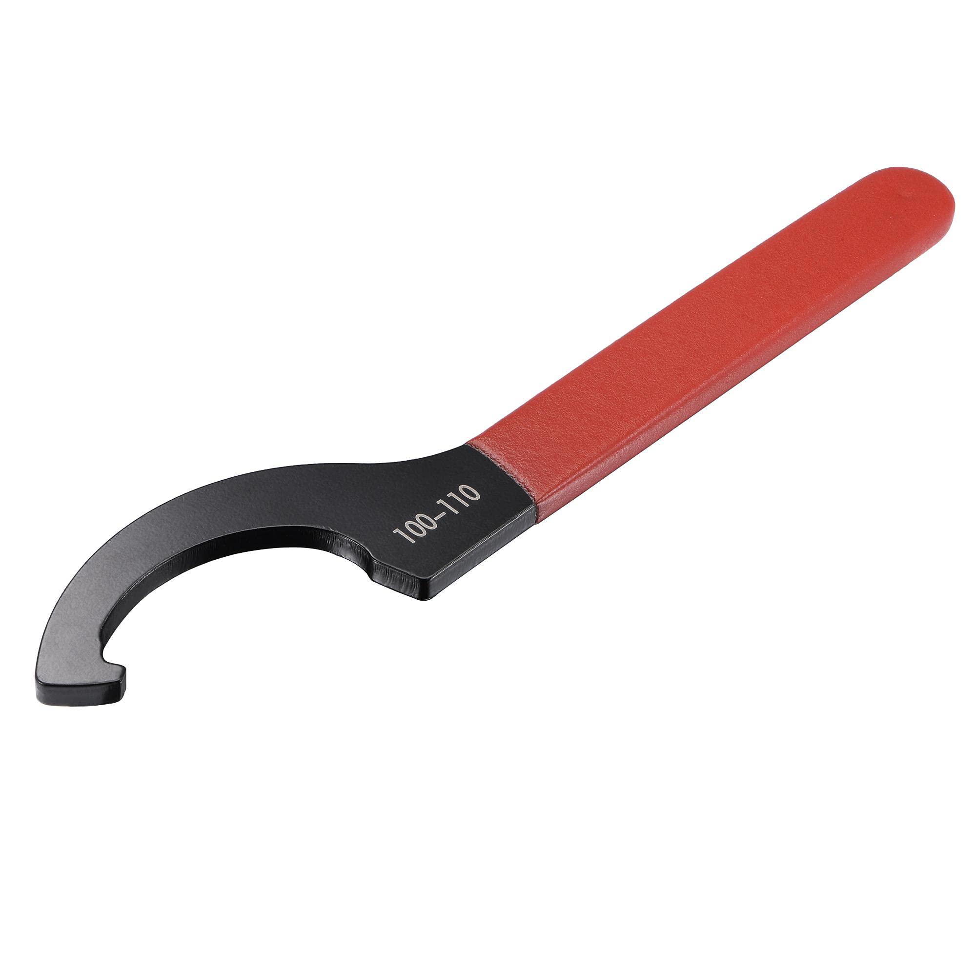sourcing map C Hook Spanner Wrench Collet Chuck for 100-110mm Round Nut, with Red Non-Slip Handle