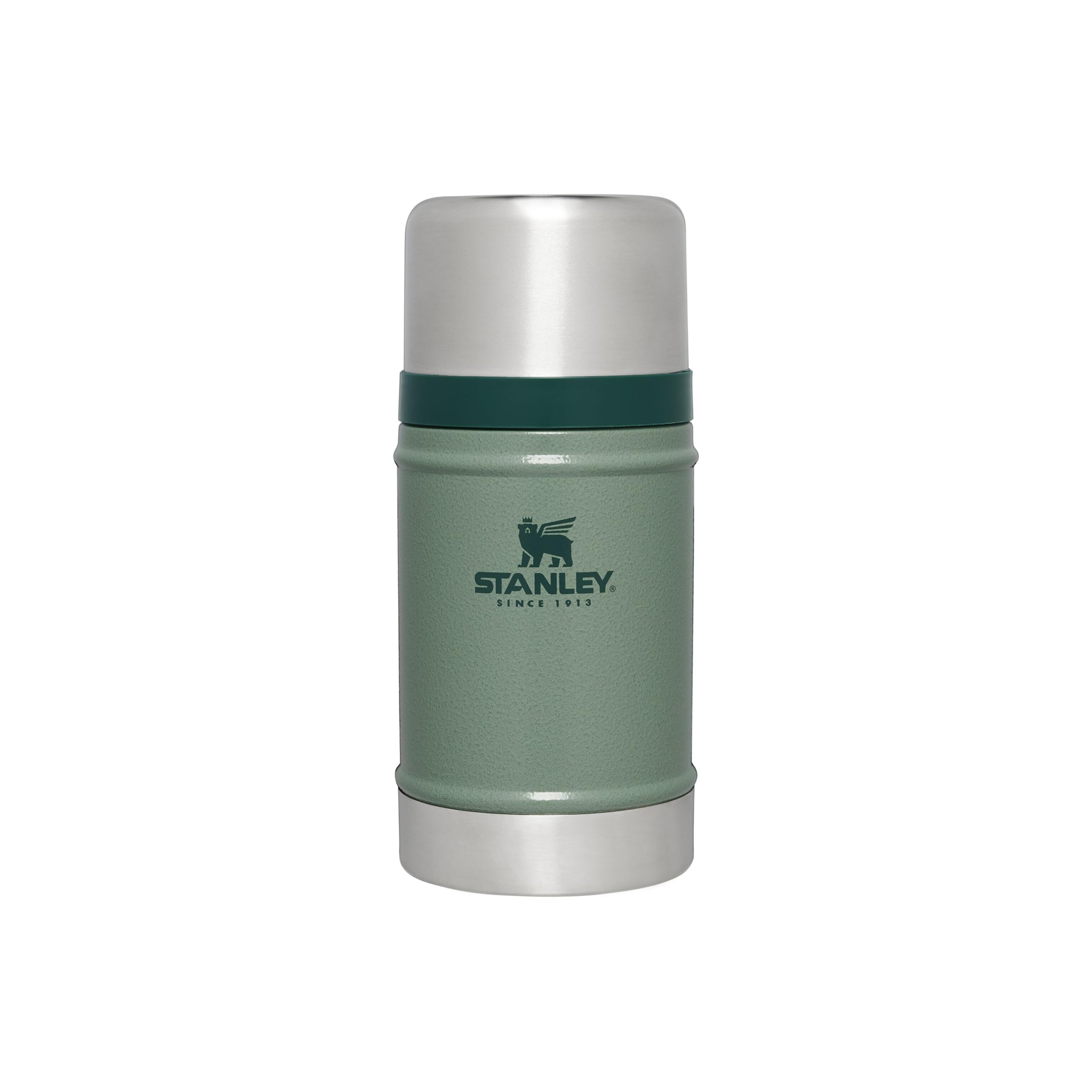 STANLEY 1913 Classic Legendary Food Jar 0.7L - Hot For 15 Hours - BPA-Free - Stainless Steel Coffee Flask - Leakproof Lid Doubles As Cup - Dishwasher Safe - Thermal Lunch Box - Hammertone Green