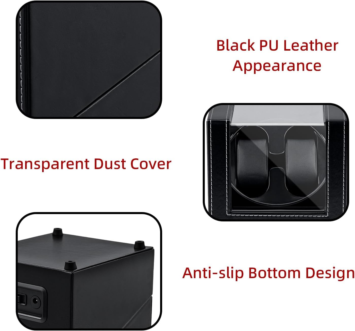 Mcbazel Mcbazel Watch Winder for Automatic Watches, Double Automatic Watch Winder Box with Quiet Japan-made Motor, Automatic Watch Display Storage Rotation Wristwatch Box with 2 Slots (Black PU Leather)