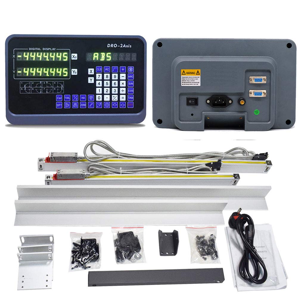 DRO 2 Axis Digital Readout Display with 2pc Glass