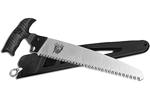 Outdoor Edge GrizSaw - Lightweight T-Handle Fixed Blade Outdoor-Hunting Saw with 8.0", 65Mn Spring Steel Blade for Cutting Tough Bone and Wood and Locking Zytel Sheath with Swivel Clip Belt Attachment