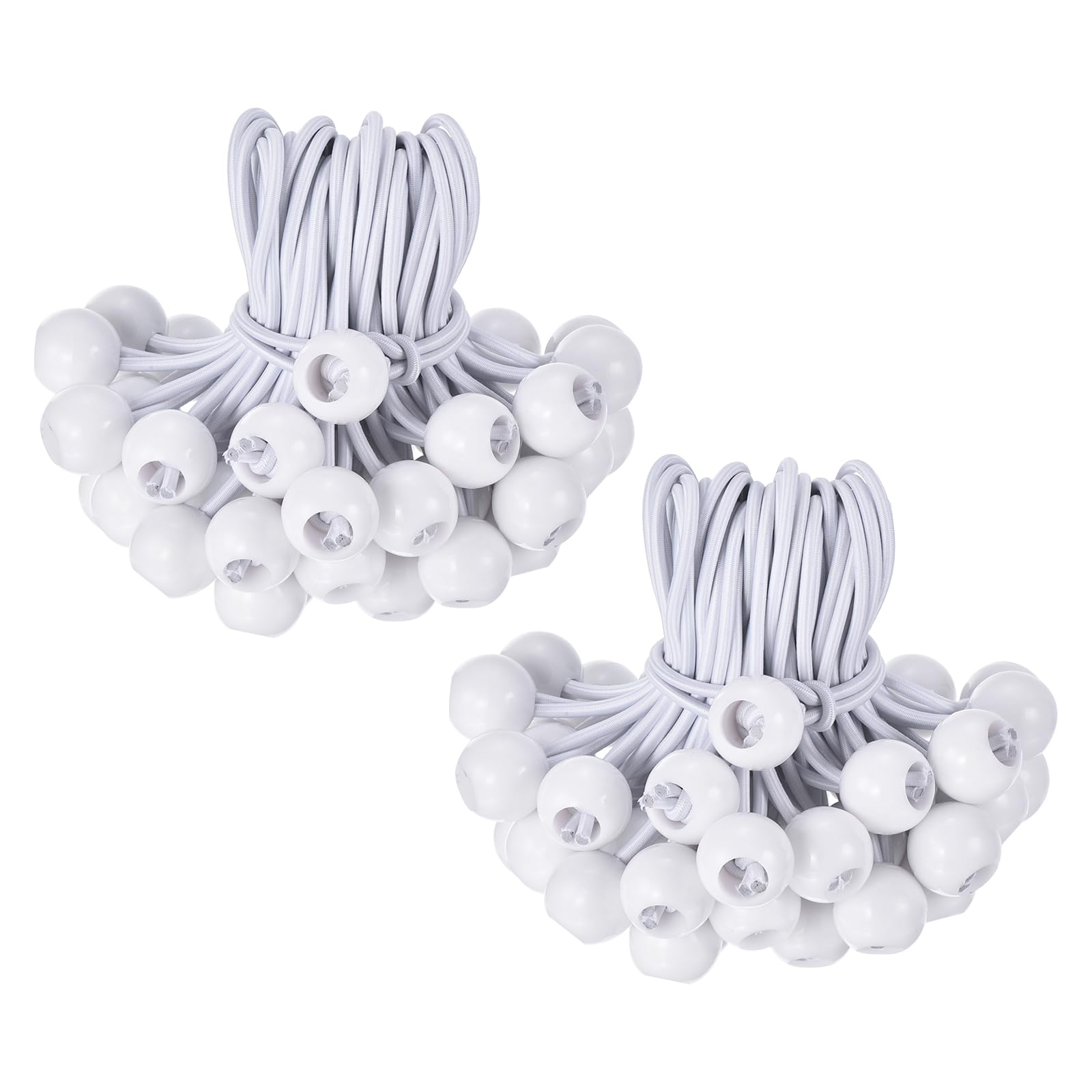 PATIKIL 6 Inch Tarp Ball Bungee Cord, 100 Pack Bungee Cords with Balls Canopy Tarp Tie Downs Cords Elastic String for Outdoor Camping Cargo Shelter Tent Poles, White