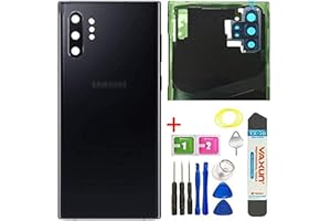 FXDTECH Galaxy Note 10 Plus Back Glass Replacement Cover Housing Door W/Camera Glass Lens and Tape Parts for Samsung Galaxy Note10 Plus, Note 10+, 5G Tools + Eject Pin (Aura Black)