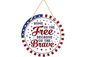 ARSEMICA 4th of July decorations, Fourth of July Welcome Sign Front Door Decor, Farmhouse Patriotic Memorial Day Wooden Hanging Sign Wall Decor, Independence Day Home Party Decoration, 11.8x11.8 inch