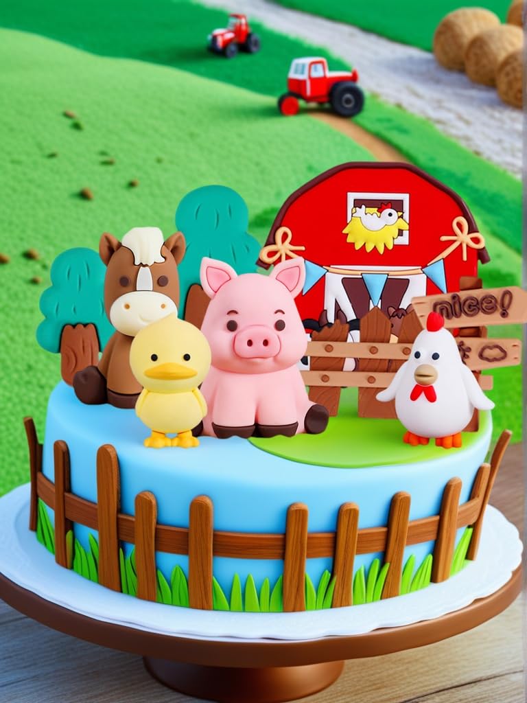 LaVenty Bauernhof Tier Kuchen Dekoration Schaf Kuchen Topper Bauernhof Tier Geburtstag Dekoration Kuh Kuchen Dekoration Schwein Kuchen Topper Für Bauernhof Tier Babydusche Geburtstag Dekorationen 5