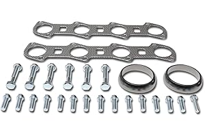 DNA Motoring GKTSET-F150-54L-V8 Aluminum Exhaust Manifold Header Gasket Set Replacement,Metallic