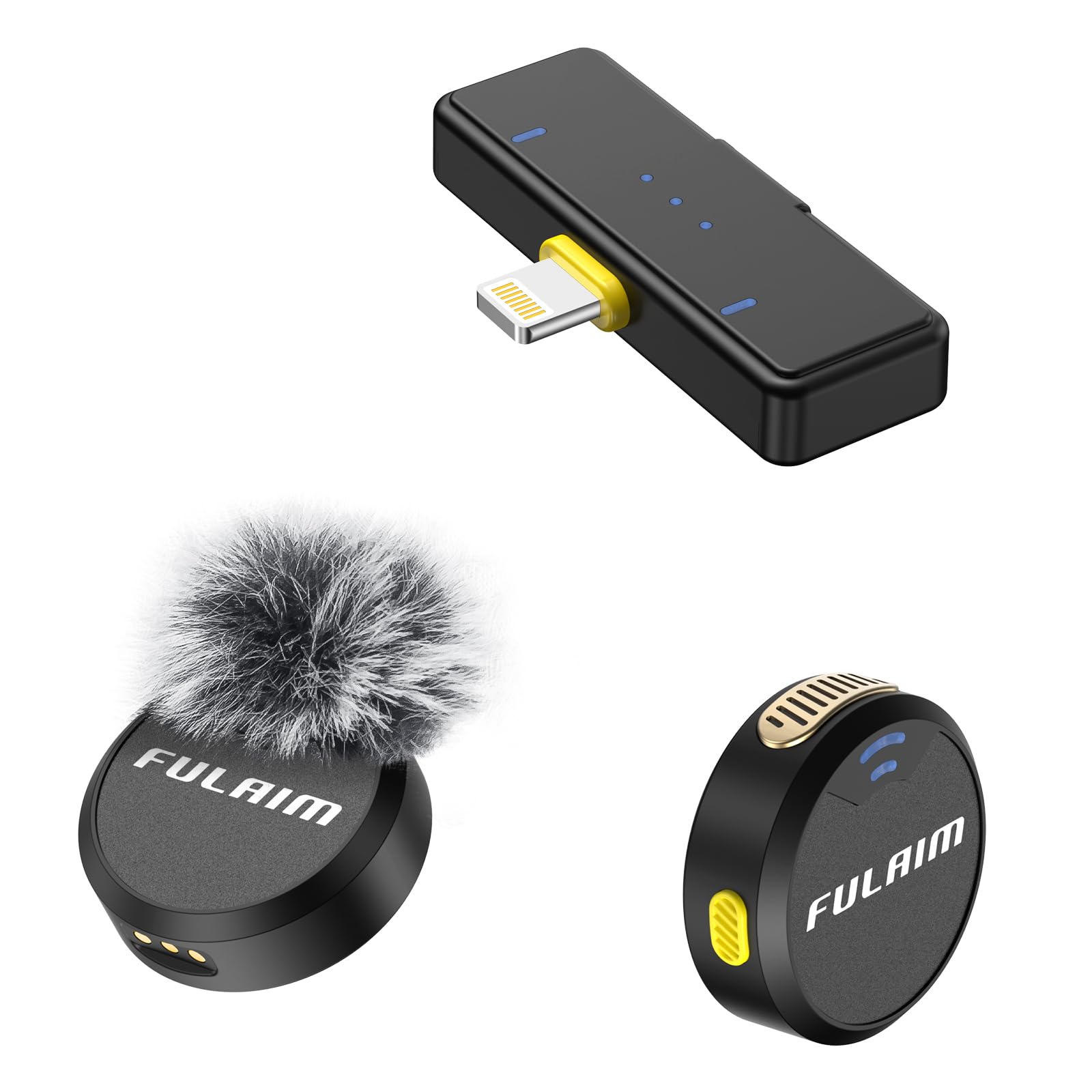 FULAIM Wireless Lavalier Microphone for iPhone iPad, Small Clip-on Microphone with Noise Cancellation for Interview, Live Streaming, Vlog, YouTube, TikTok