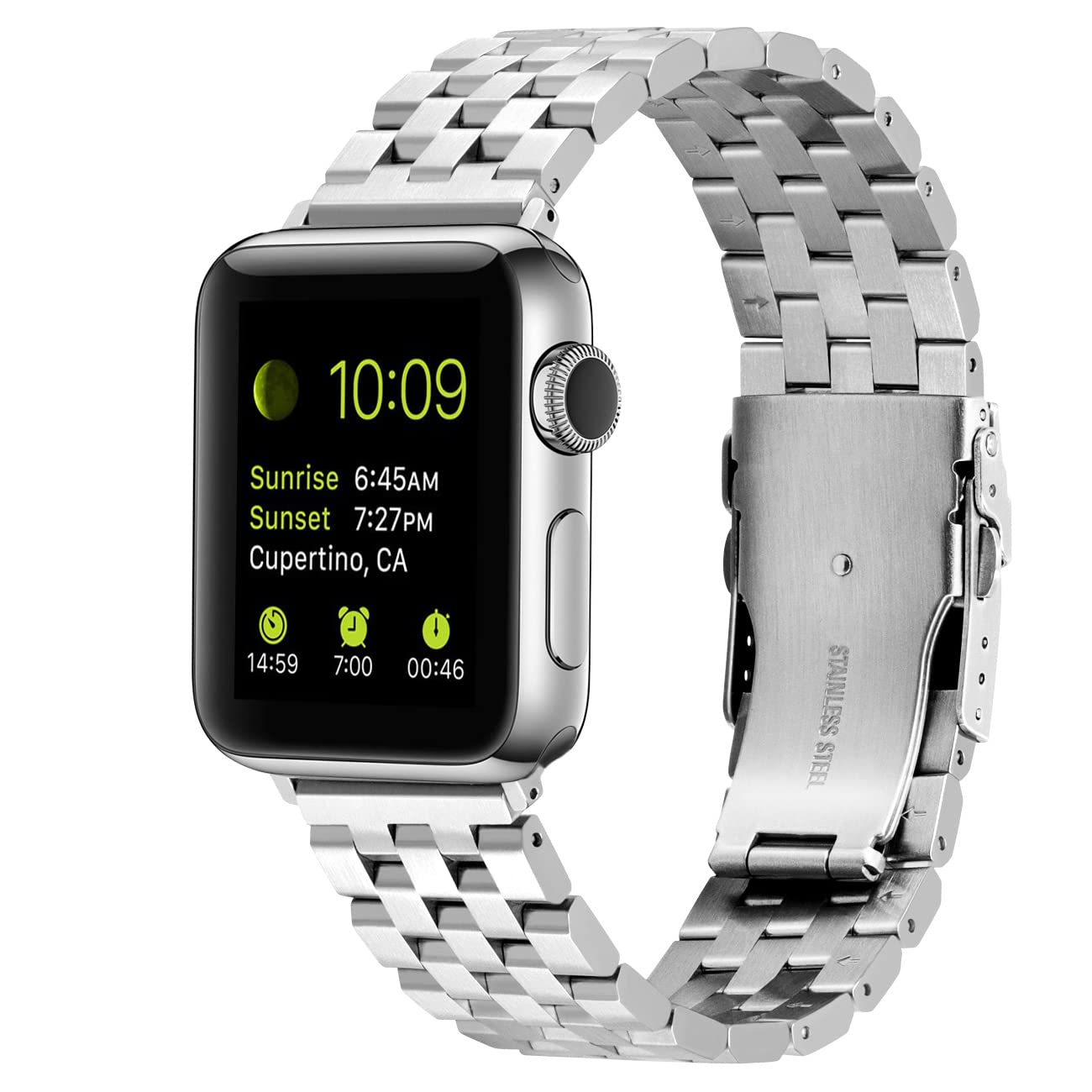 Kai Tian Metal Watch Strap Compatible for Apple Watch 38mm 40mm 41mm 42mm Watch Bands for iWatch Series 10 9 8 7 6 5 4 3 2 1 SE Ultra Men Women Silver