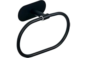HouseAid Self Adhesive Towel Ring for Bathroom, Stainless Steel Adhesive Hand Towel Holder, No Drilling Modern Hand Towel Hanger, Matte Black