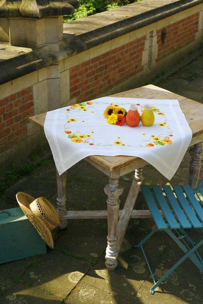 Vervaco Embroidery Kit: Tablecloth: Sunflowers, Cotton, NA, 80 x 80cm