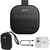 Bose New SoundLink Micro Portable Bluetooth Speaker (2nd Gen), Wireless Outdoor Speaker, Up to 12 Hours Battery Life, Waterproof and Dustproof with Travel Bag and 20W 2-Port Wall Charger (Black)