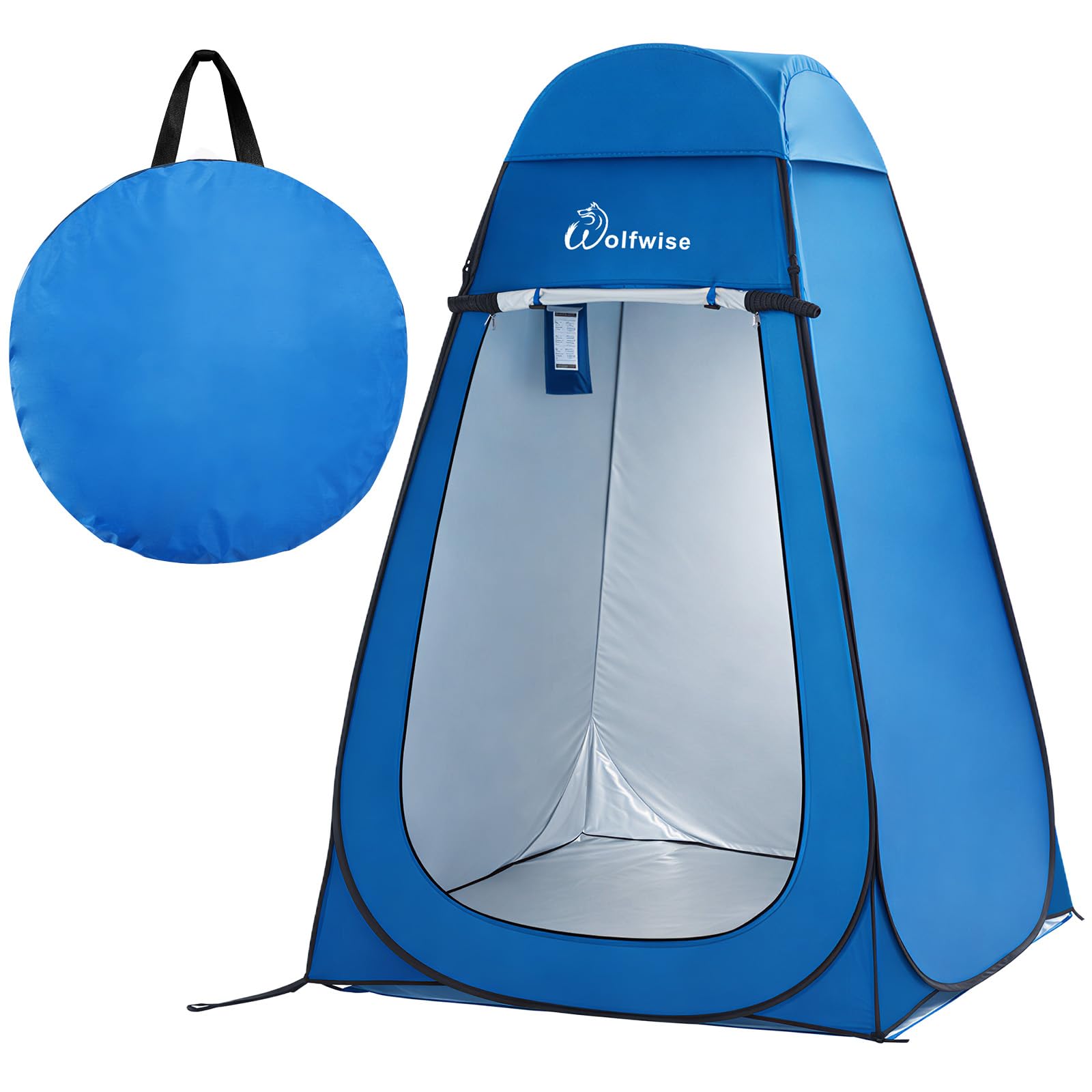 Wolfwise Pop Up Shower Tent with Floor, Portable Instant Changing Tent with Ventilation Window, Privacy Bathroom Toilet for Beach, Camping & Outdoor, Width 47" (120 CM), Height 75" (190 CM), Blue