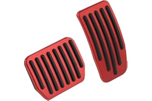 PETCHOR Auto Aluminum Pedal Covers Accessories, Non-Slip Performance Foot Pedal Pads Set, Brake Accelerator Pedal Covers Compatible with Tesla 2016-2025 Model 3 Model Y, Red