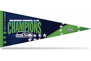 Rico Industries NFL Football Seattle Seahawks 2026 Super Bowl LX Champions 12" x 30" Felt Wall Décor Pennant - Great for Home