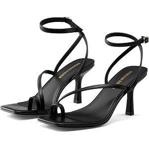 DREAM PAIRS Women's Kitten Low Heel Sandals | Square Open Toe Adjustable Ankle Strappy Summer Sandals, Flip Flop Fashion and