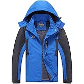 Spmor Men's Rain Jacket Waterproof with Hooded Hiking Outdoor Coat Lightweight Windbreaker