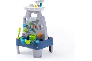 Step2 Misting Mountain & Waterfall Water Table with 21-Piece Accessory Set, Plastic, Ages 18 Months–5 Years, Gray