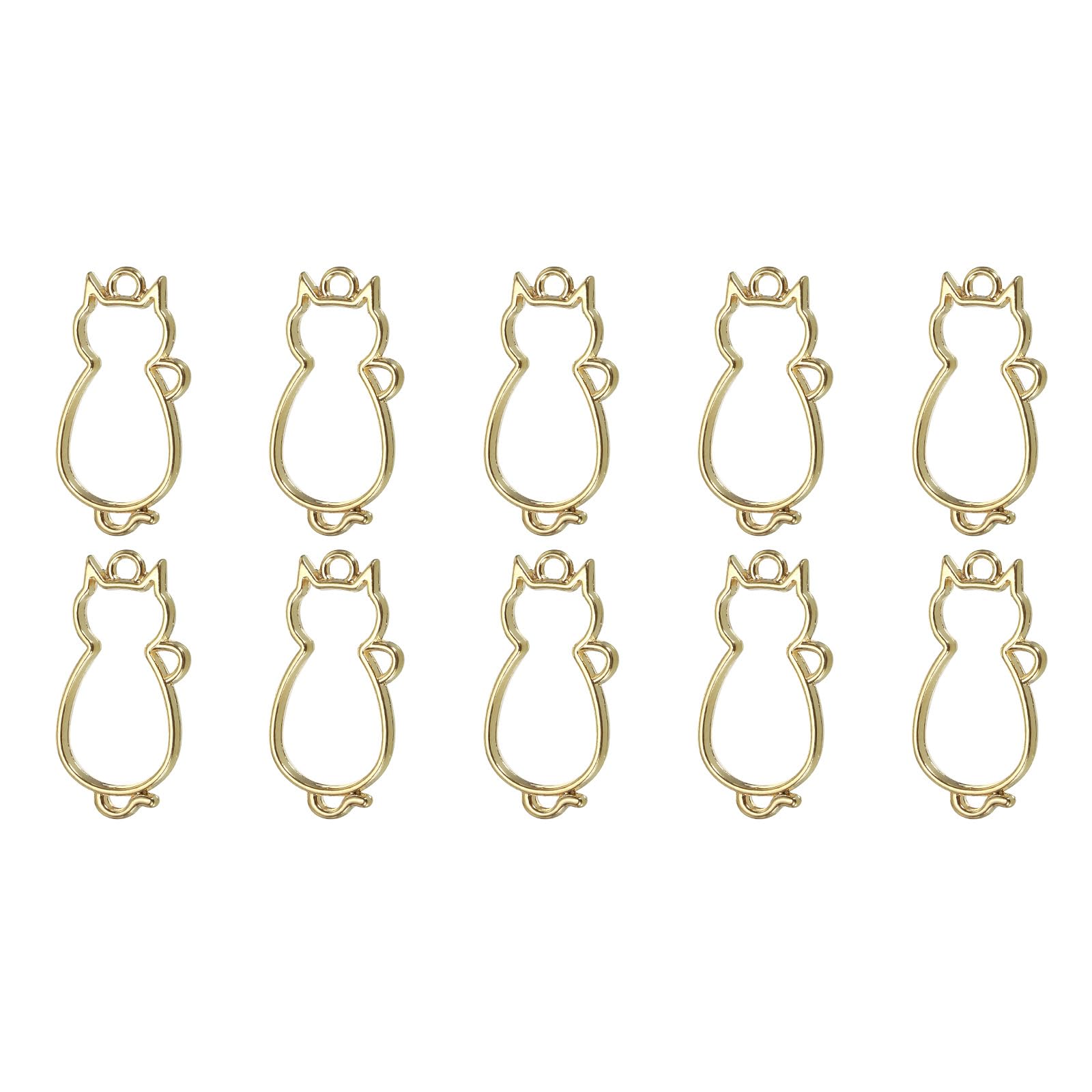 M METERXITY 10 Pack Alloy Open Back Bezel Pendants - Cat Shaped Pendants Resin Pressed Flower Craft Bezels Crafts, Apply to DIY Making (Gold Tone)