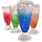 Lily's Home 12oz set of 4Insulated Double Wall Gel-Filled Acrylic Plastic Frosted Freezer Milkshake Glasses. Ideal for Root Beer Float, Smoothies and Ice Cream Soda
