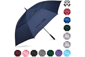 Trenovo Automatic Open Golf Umbrella, 47/54/62/68/72 Inch Extra Large Umbrella Oversize Double Vented Canopy, UV Protection Waterproof Windproof Stick Umbrellas for Rain Men and Women