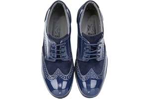 SIRRI Boys Suede Patent Dress Shoes Lace Up Brogue Formal Wedding Footwear